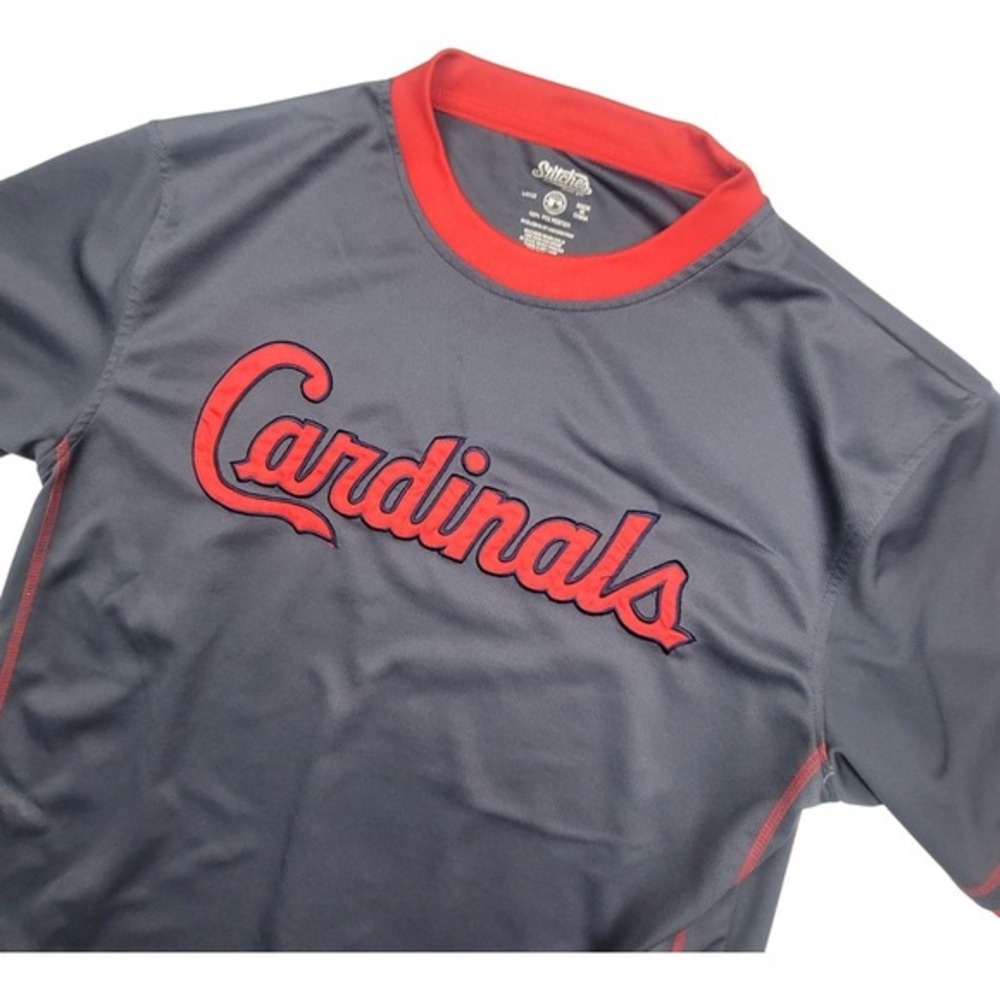 Cardinals Jersey Stitches Men's Gray Red Size Large Short Sleeve Athletic Wear